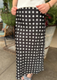 Woven Polka Dot Midi Skirt