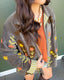 Vine Embroidered Front Closure Velvet Jacket