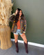 Vine Embroidered Front Closure Velvet Jacket