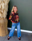 Brown Floral Print Bubble Hem Top