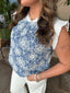 Ribbed Band Embroidered Knit Top