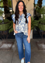 Ruffle Sleeve Contrast Stitch Top