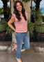 Stripe Button Top with Pocket Detail