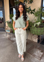 Pinstripe V-Neck Collared Top