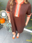 Stripe Detail Half Zip Comfy Dress