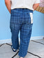 Med Wash Plaid Barrel Jean