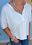 Washed Split Neck Knit Top