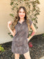 Leopard Twill Washed Shirt Dress