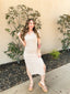 Solid Side Slit Knit Midi Dress
