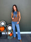 Knit Top w/ Denim Neck Tie