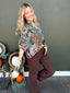Floral Print Contrast Detail Top