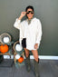 Pinstripe Oversized Soft Button Up Top