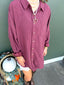 Pinstripe Oversized Soft Button Up Top