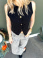 Button Down Sleeveless Knit Sweater