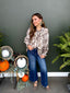 Lace Trim Floral Print Button Down Top