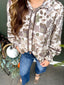 Lace Trim Floral Print Button Down Top