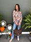Lace Trim Floral Print Button Down Top