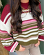 Cropped Balloon Sleeve Stripe Sweater