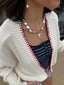 American Flag Contrast Stitch Cardigan