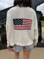American Flag Contrast Stitch Cardigan