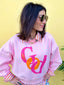 Light Pink Just God Crop Sweatshirt