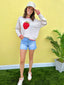 Strawberry Motif Contrast Stitch Pullover