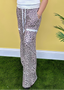 Animal Print Wide Leg Terry Knit Pants