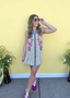 Sleeveless Striped Embroidered Dress