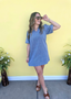 Smocked V-Neck Denim Mini Dress
