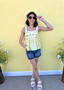 Floral Embroidered Side Tie Top