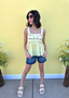Floral Embroidered Side Tie Top