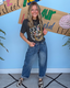 Pleated Barrel Two Toned Jean