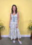 Ruched Strap Floral Midi Dress