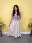 Mixed Media Striped Midi Dress
