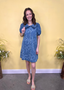 Washed Bow Pattern Mini Dress