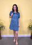 Washed Bow Pattern Mini Dress