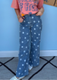 Stretchy Denim Polka Dot Jeans