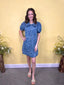 Washed Bow Pattern Mini Dress