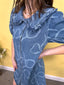 Washed Bow Pattern Mini Dress