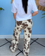 Cow Print Wide Leg Jean
