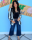 Patch Pocket Ruched Stripe Blazer