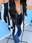 Patch Pocket Ruched Stripe Blazer