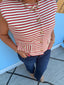 Stripe Button Top with Pocket Detail