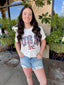 Checkered USA White Tee w/ Bow