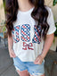 Checkered USA White Tee w/ Bow