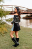 Off The Shoulder Fold Over Striped Top