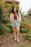 Printed Corduroy Babydoll Jacket