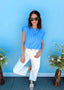 Round Neck Bubble Hem Stripe Top