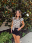 Leopard Flutter Sleeve Button Up