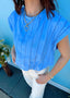 Round Neck Bubble Hem Stripe Top